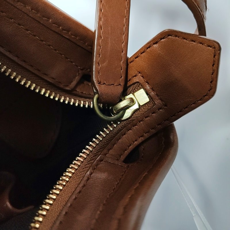 BURBERRY棕色塗層帆布單肩包斜挎包金色五金-8