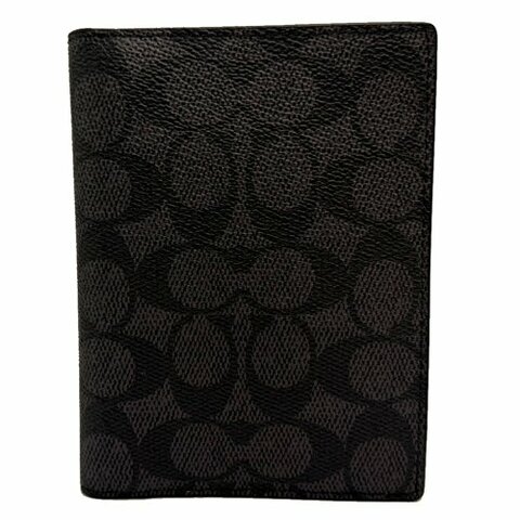 [全新] COACH 新款C LOGO拉鍊零錢袋證件護照夾(黑灰)