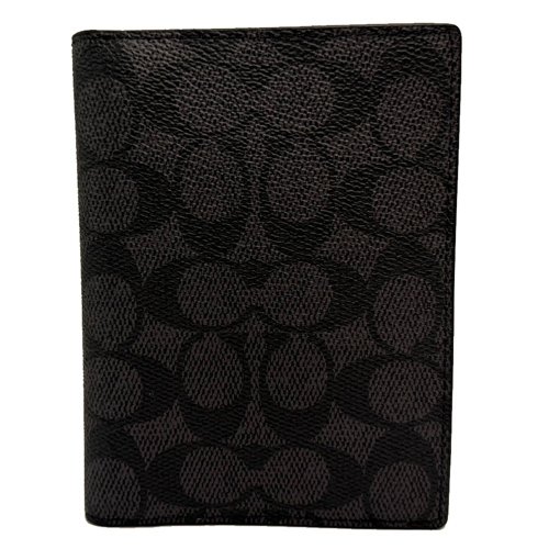 [全新] COACH 新款C LOGO拉鍊零錢袋證件護照夾(黑灰)-0