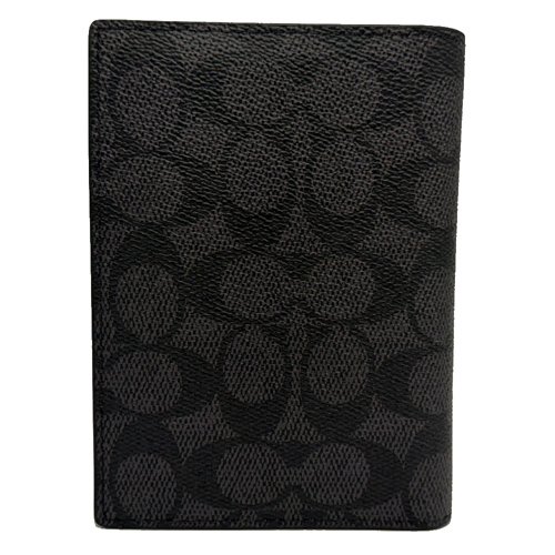 [全新] COACH 新款C LOGO拉鍊零錢袋證件護照夾(黑灰)-2