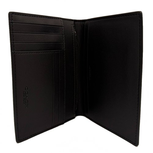 [全新] COACH 新款C LOGO拉鍊零錢袋證件護照夾(黑灰)-4