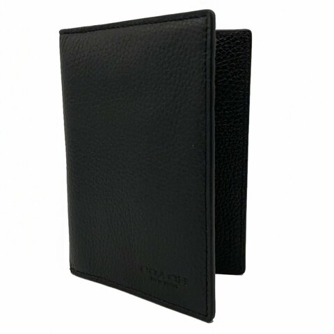 [全新] COACH 新款素面牛皮拉鍊零錢袋證件護照夾(黑)