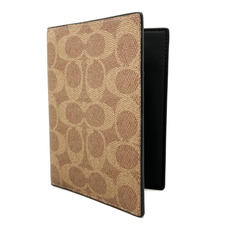 [全新] COACH 新款C LOGO拉鍊零錢袋證件護照夾(焦糖)-1