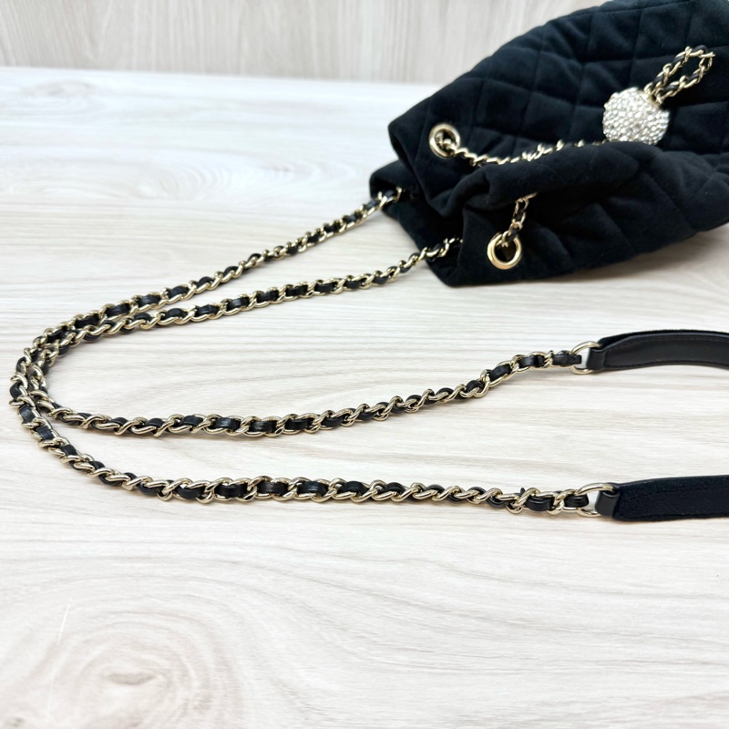 Chanel黑絲絨水鑽金球MINI水桶包AS1894-8