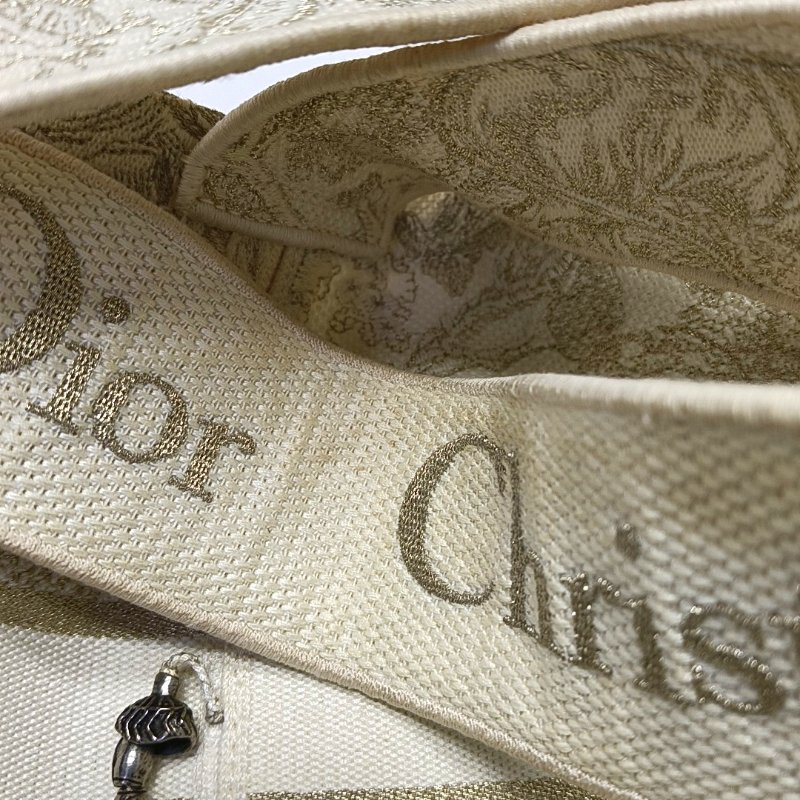 DIOR D-Bubble白色織物刺繡流蘇單肩包手提包銀色五金-11