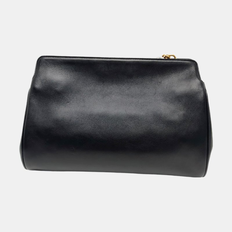 YSL黑色牛皮單肩包手提包金色五金可拆卸肩帶-4