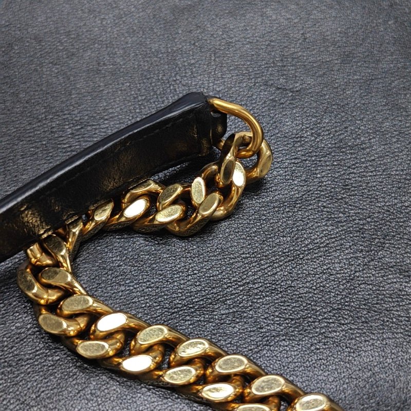 YSL黑色牛皮單肩包手提包金色五金可拆卸肩帶-15