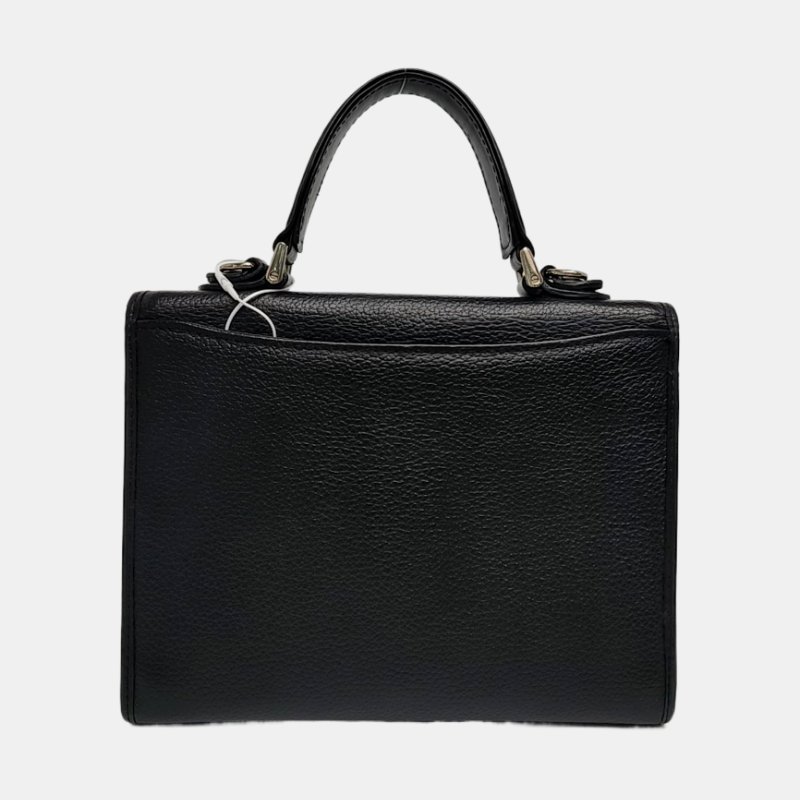 BURBERRY黑色牛皮單肩包手提包斜挎包金色五金可拆卸肩帶-4