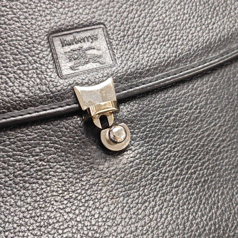 BURBERRY黑色牛皮單肩包手提包斜挎包金色五金可拆卸肩帶-10
