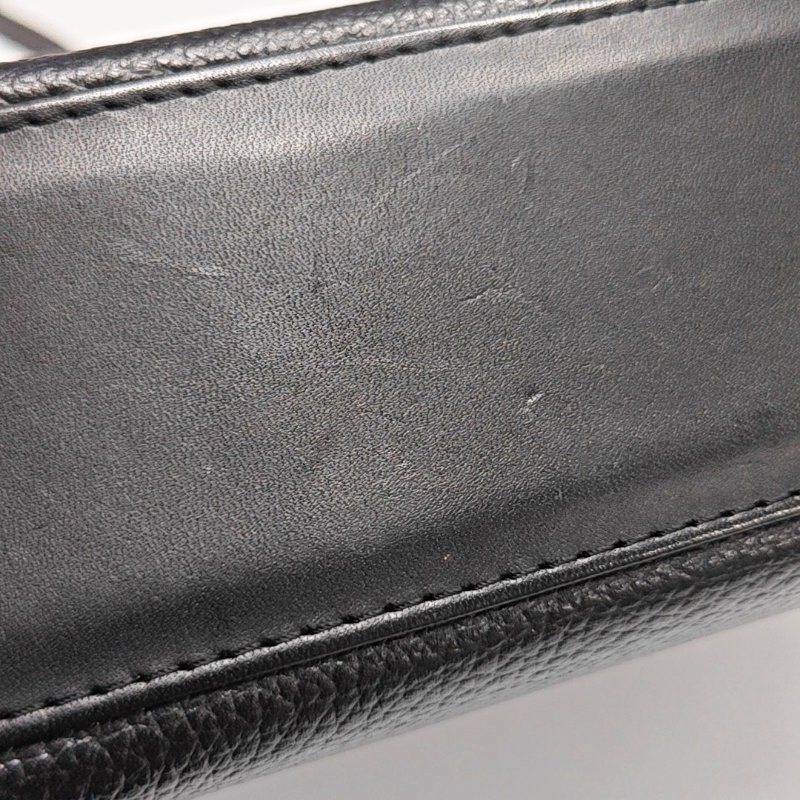 BURBERRY黑色牛皮單肩包手提包斜挎包金色五金可拆卸肩帶-12