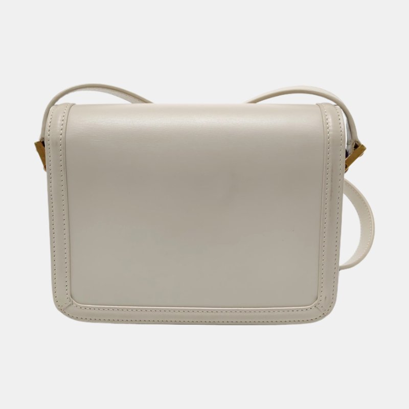 YSL SOLFERINO小號白色牛皮豆腐包單肩包金色五金-4