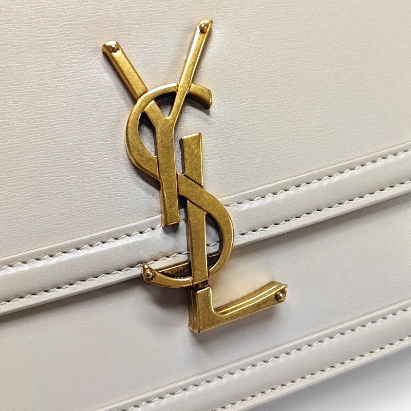 YSL SOLFERINO小號白色牛皮豆腐包單肩包金色五金-8