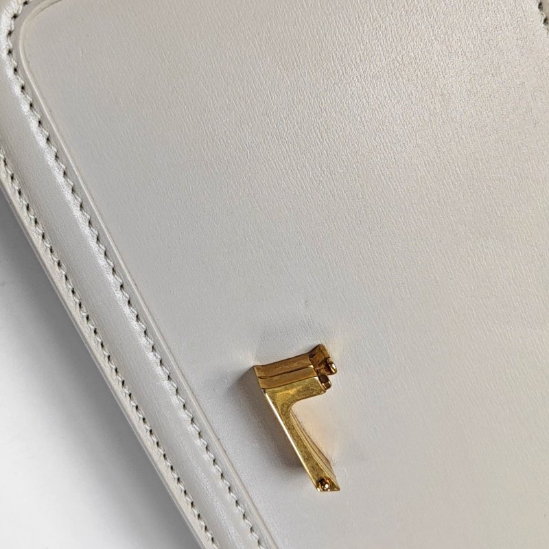 YSL SOLFERINO小號白色牛皮豆腐包單肩包金色五金-9