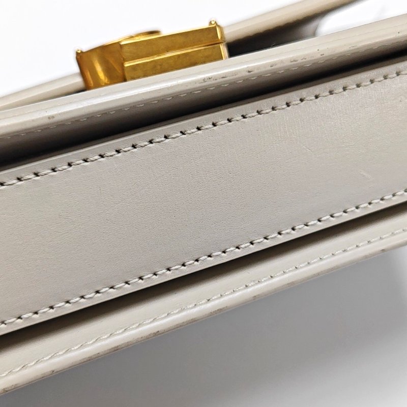 YSL SOLFERINO小號白色牛皮豆腐包單肩包金色五金-11