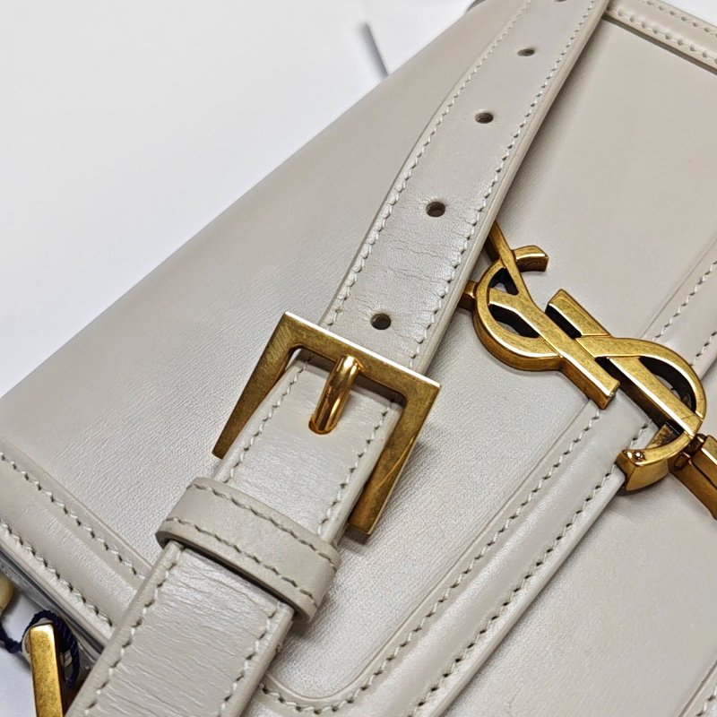 YSL SOLFERINO小號白色牛皮豆腐包單肩包金色五金-13