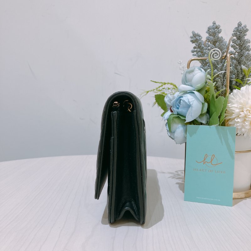 TK1919 香奈兒 黑金 小羊皮 斜孭包 Wallet On Chain Calfskin Black x GHW-2