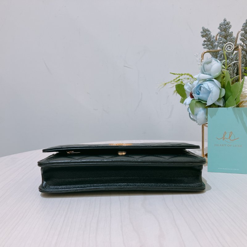 TK1919 香奈兒 黑金 小羊皮 斜孭包 Wallet On Chain Calfskin Black x GHW-4