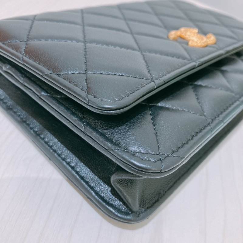 TK1919 香奈兒 黑金 小羊皮 斜孭包 Wallet On Chain Calfskin Black x GHW-5