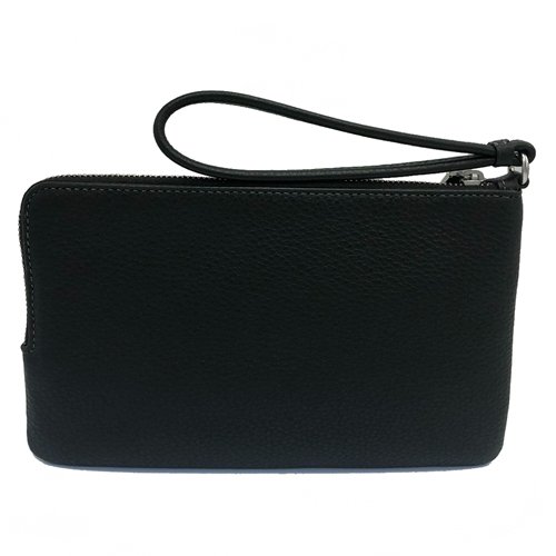 [全新] COACH 新款素面長夾式雙層大手拿包/零錢包(米白/黑)-2