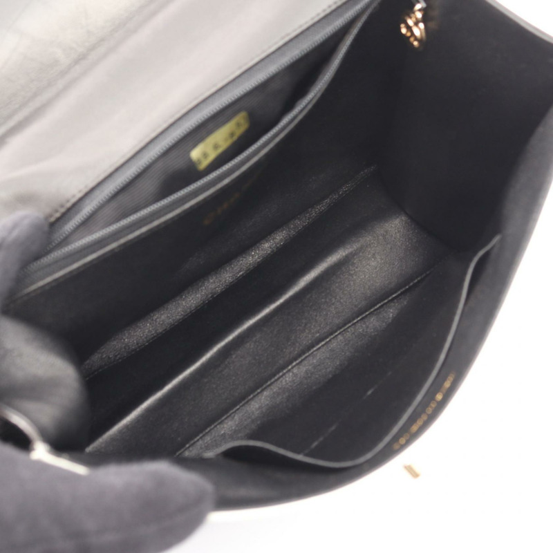 香奈兒 COCO 標誌鏈條單背包,羊皮材質,黑色/白色,二手,金色五金 CC-2