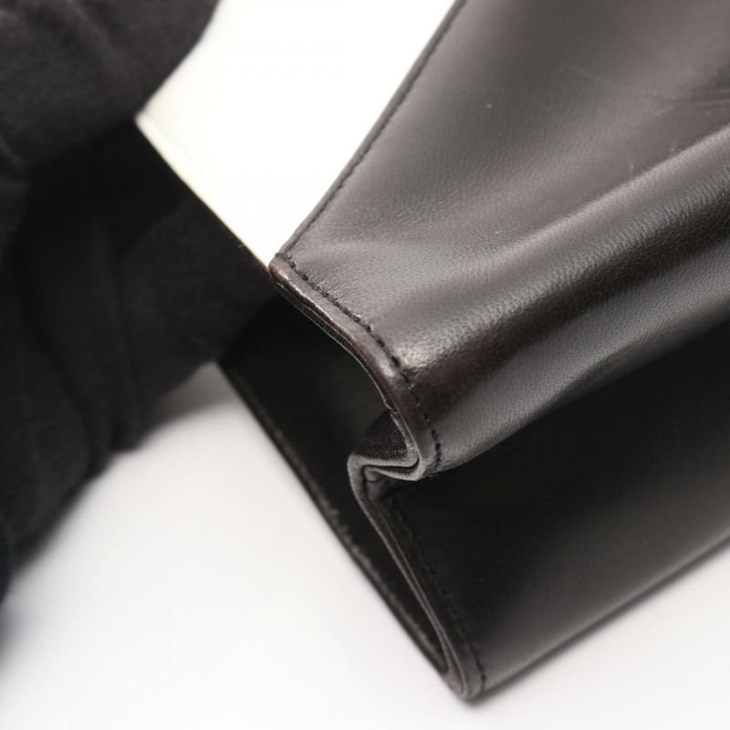 香奈兒 COCO 標誌鏈條單背包,羊皮材質,黑色/白色,二手,金色五金 CC-4