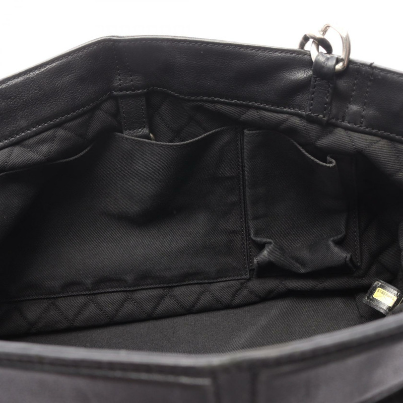 香奈兒黑色皮革鏈條肩托特包,二手女士SHW CC Coco-5