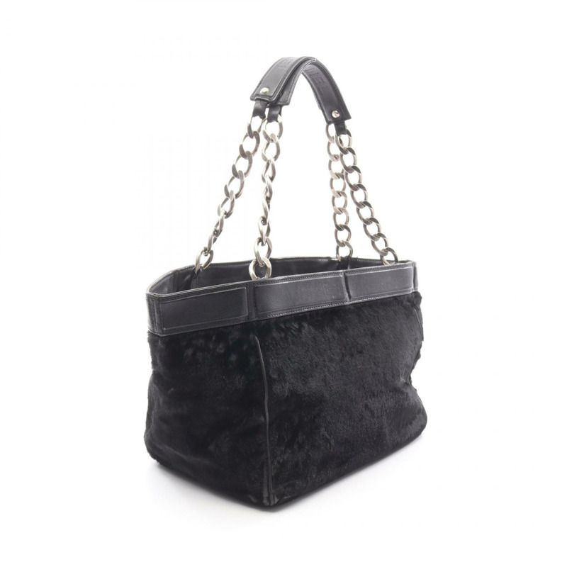 香奈兒黑色皮革鏈條肩托特包,二手女士SHW CC Coco-6