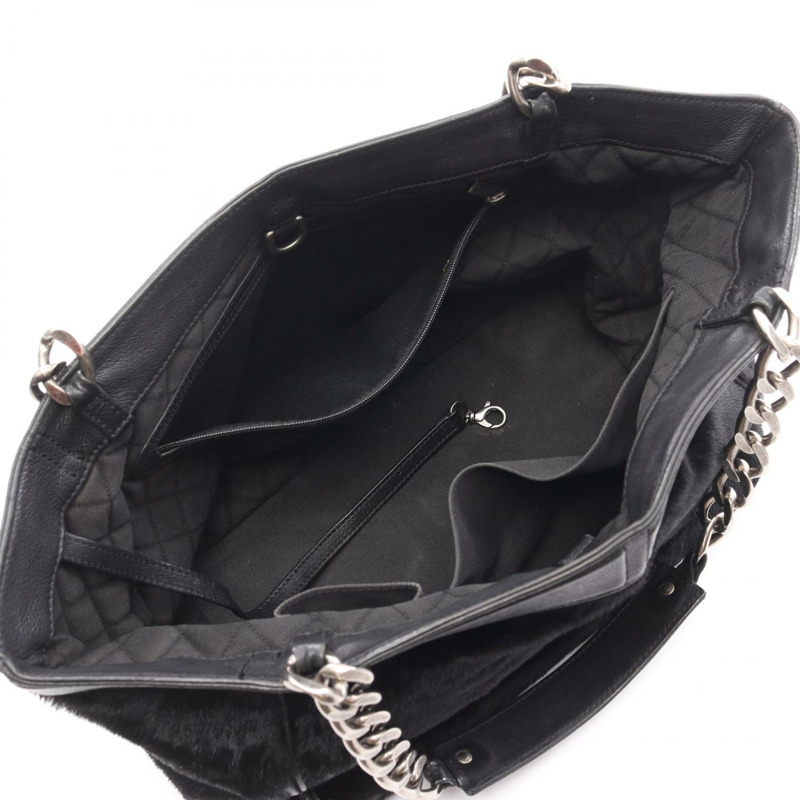 香奈兒黑色皮革鏈條肩托特包,二手女士SHW CC Coco-7