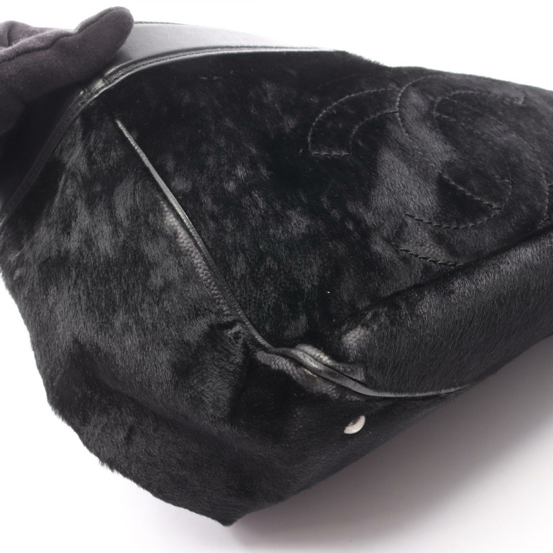 香奈兒黑色皮革鏈條肩托特包,二手女士SHW CC Coco-12