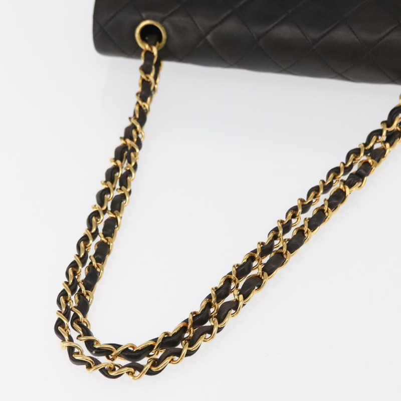 【日本直送】香奈兒 Matelasse 25 鏈條肩背包,羊皮材質,黑色,金色雙C標誌,正品編號 158894SAV-6