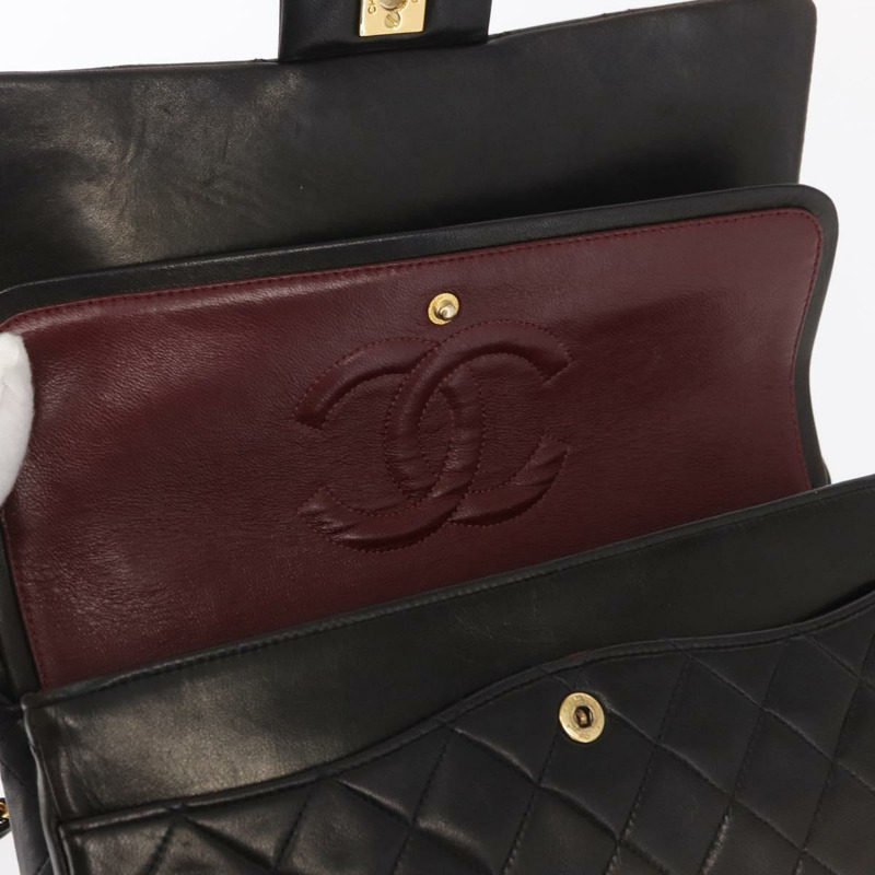 【日本直送】香奈兒 Matelasse 25 鏈條肩背包,羊皮材質,黑色,金色雙C標誌,正品編號 158894SAV-18
