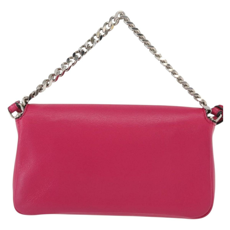 【日本直送】FENDI Micro Mamma Baguette 單肩包 皮革 兩用 粉紅色/銀色 正品 161186M-2