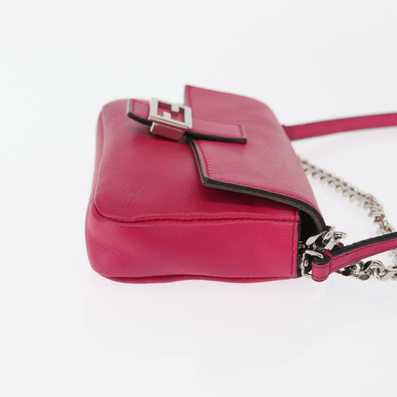 【日本直送】FENDI Micro Mamma Baguette 單肩包 皮革 兩用 粉紅色/銀色 正品 161186M-3