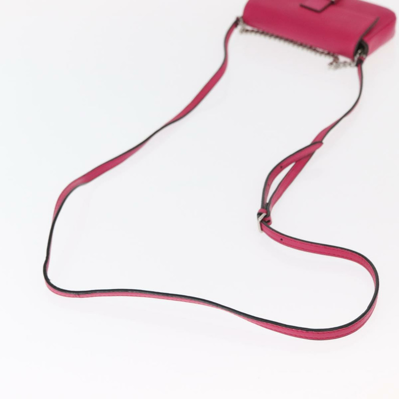 【日本直送】FENDI Micro Mamma Baguette 單肩包 皮革 兩用 粉紅色/銀色 正品 161186M-7