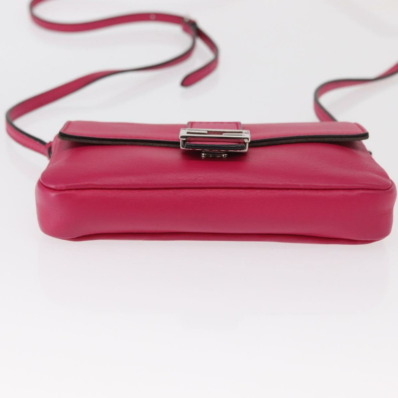 【日本直送】FENDI Micro Mamma Baguette 單肩包 皮革 兩用 粉紅色/銀色 正品 161186M-9