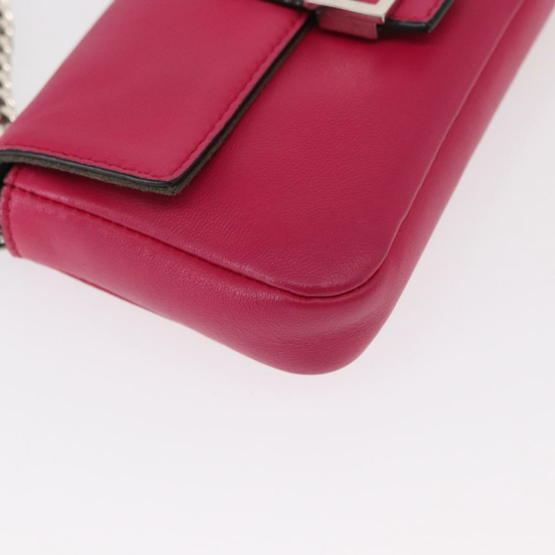 【日本直送】FENDI Micro Mamma Baguette 單肩包 皮革 兩用 粉紅色/銀色 正品 161186M-10