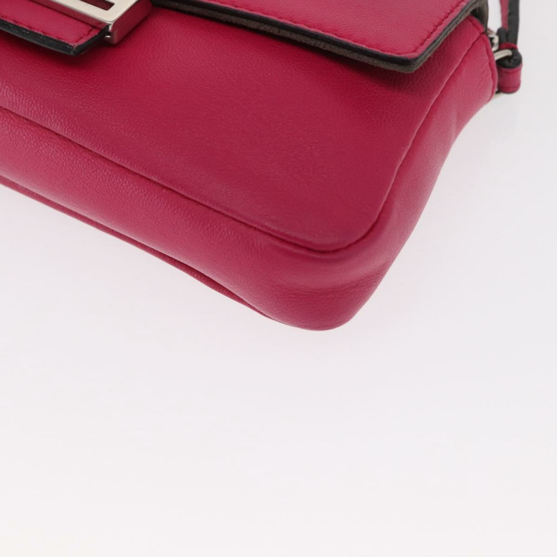 【日本直送】FENDI Micro Mamma Baguette 單肩包 皮革 兩用 粉紅色/銀色 正品 161186M-11