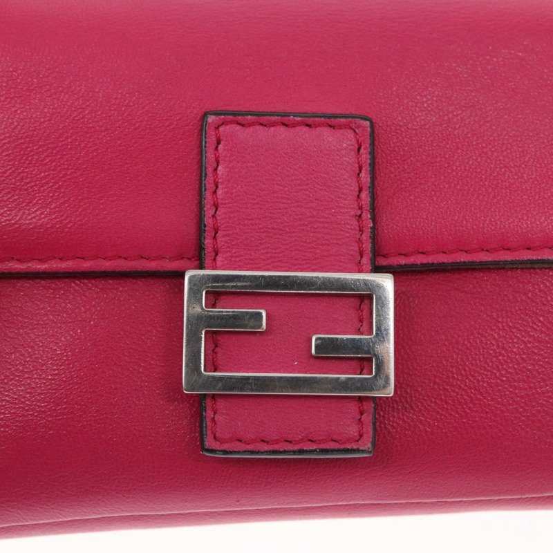 【日本直送】FENDI Micro Mamma Baguette 單肩包 皮革 兩用 粉紅色/銀色 正品 161186M-14