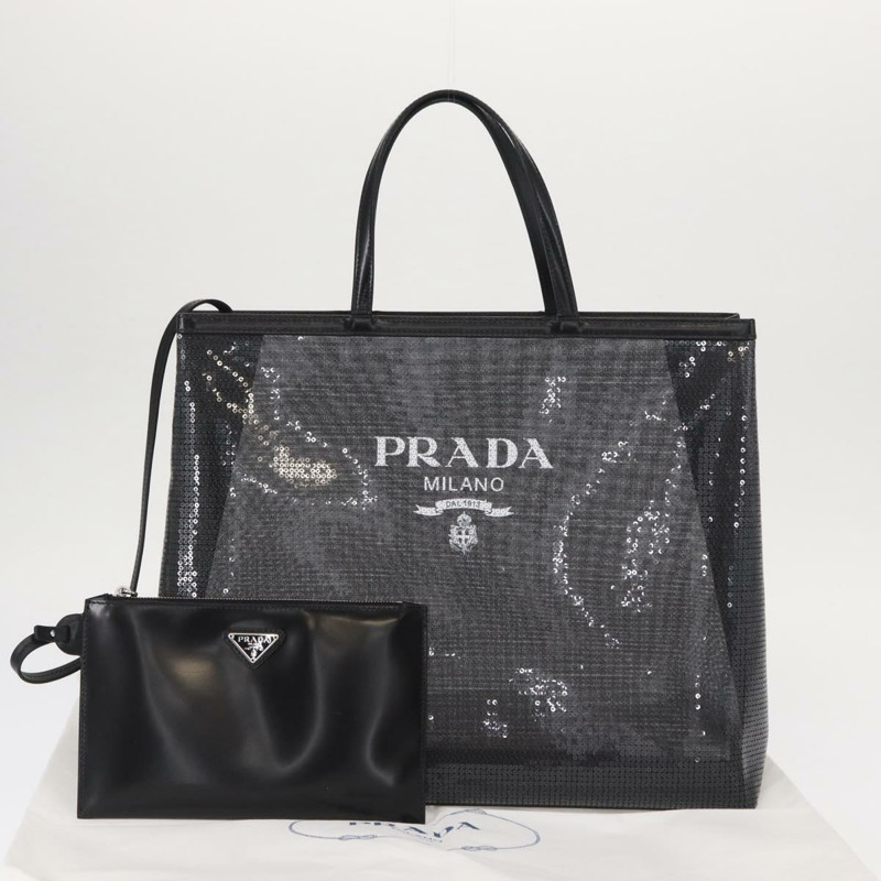 【日本直送】PRADA 亮片黑色手提包 正品 161690-22
