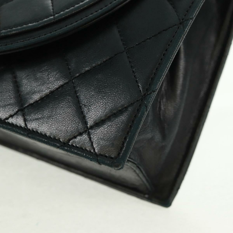 【日本直送】香奈兒 (CHANEL) 絎縫手拿包,羊皮材質,黑色,金色雙C標誌,正品編號 mr1806V-8