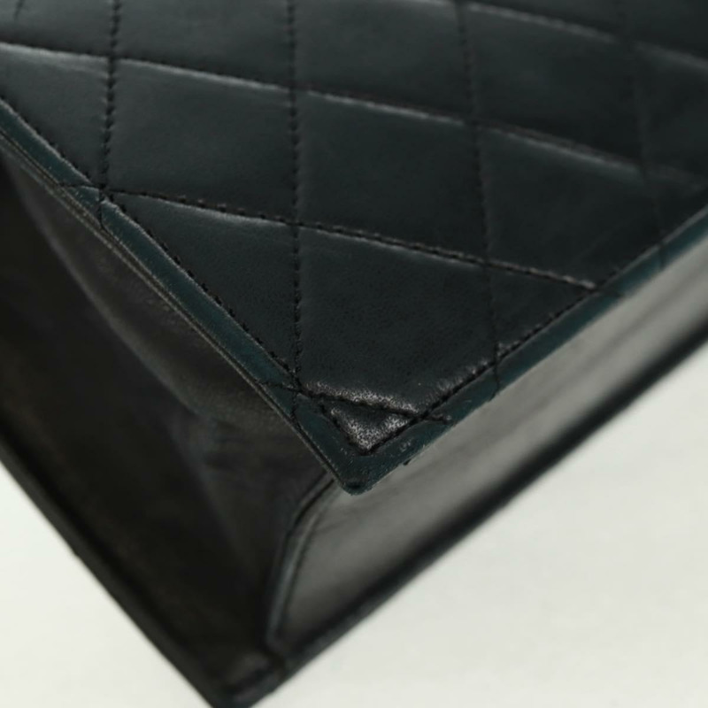 【日本直送】香奈兒 (CHANEL) 絎縫手拿包,羊皮材質,黑色,金色雙C標誌,正品編號 mr1806V-9