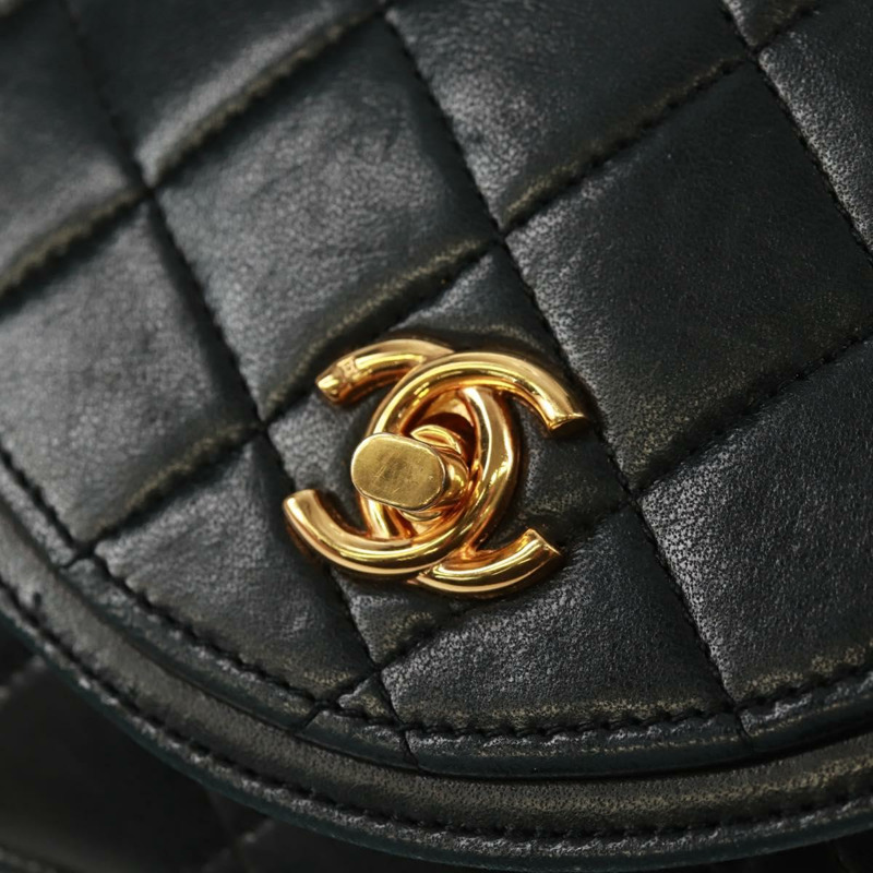 【日本直送】香奈兒 (CHANEL) 絎縫手拿包,羊皮材質,黑色,金色雙C標誌,正品編號 mr1806V-11