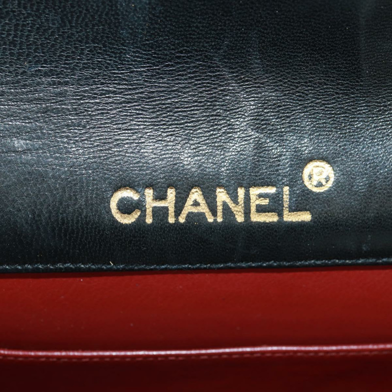 【日本直送】香奈兒 (CHANEL) 絎縫手拿包,羊皮材質,黑色,金色雙C標誌,正品編號 mr1806V-14