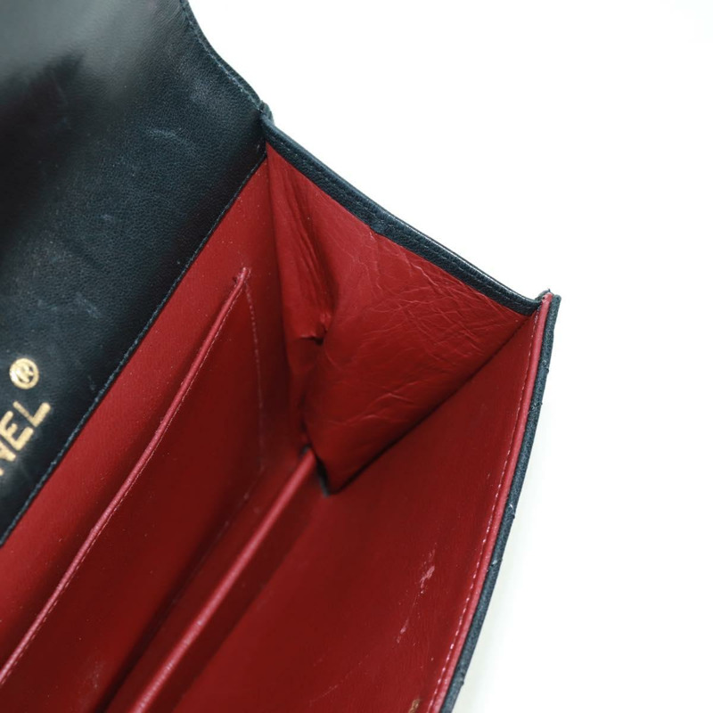 【日本直送】香奈兒 (CHANEL) 絎縫手拿包,羊皮材質,黑色,金色雙C標誌,正品編號 mr1806V-16