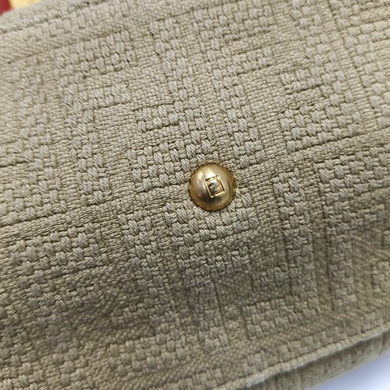 FENDI Peekaboo卡其色帆布雙F提花單肩包可拆卸肩帶-10