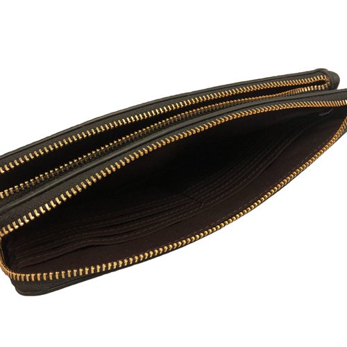 [全新] COACH  C LOGO長夾式雙層大手拿包/零錢包(深咖)-4