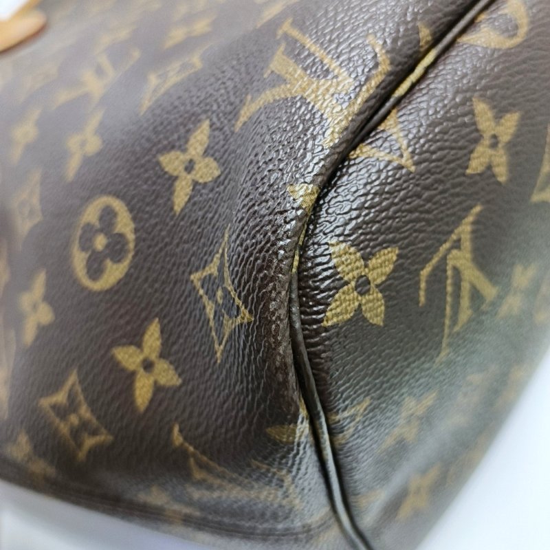 LOUIS VUITTON NEVERFULL中號棕色塗層帆布老花購物袋單肩包手提包金色五金-9