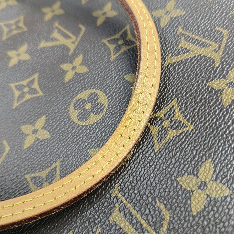 LOUIS VUITTON NEVERFULL中號棕色塗層帆布老花購物袋單肩包手提包金色五金-12
