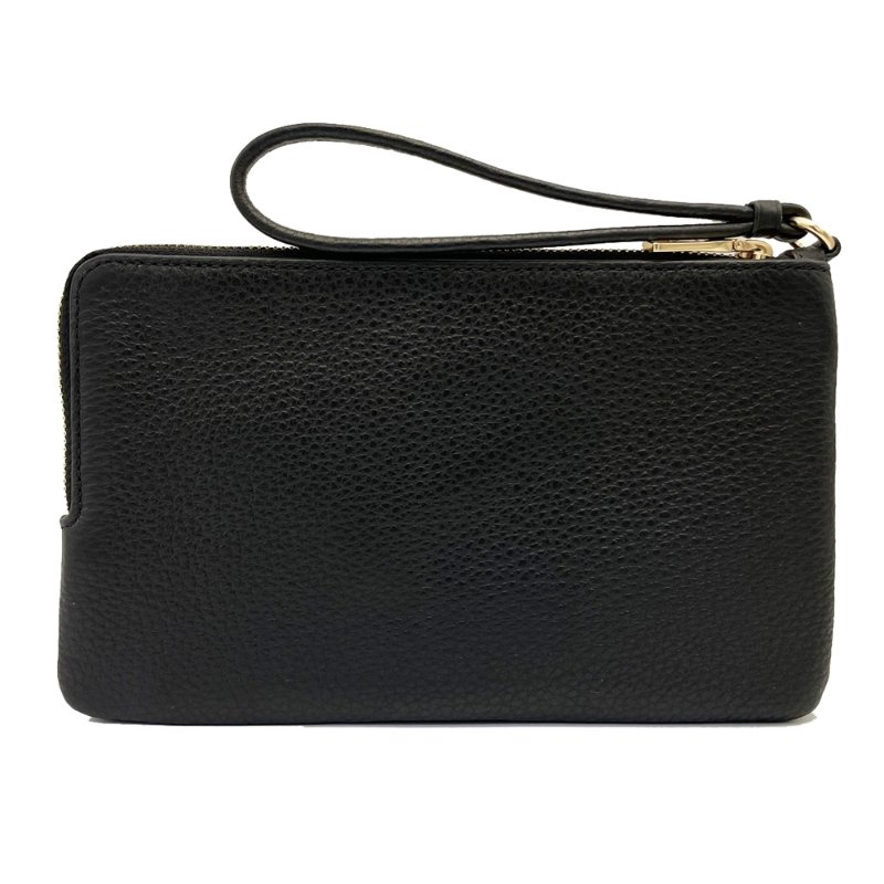 [全新] COACH 素面牛皮長夾式雙層大手拿包/零錢包(黑)-2