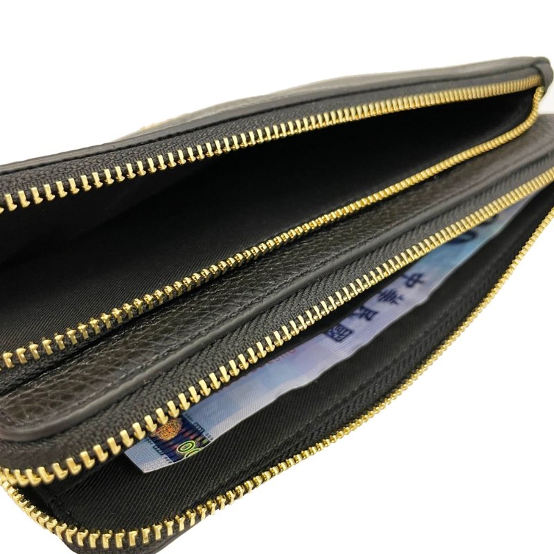 [全新] COACH 素面牛皮長夾式雙層大手拿包/零錢包(黑)-4